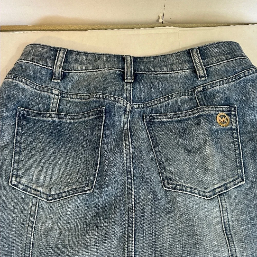 MICHAEL KORS WOMENS CARGO BLUE DENIM MIDI SKIRT SZ 6